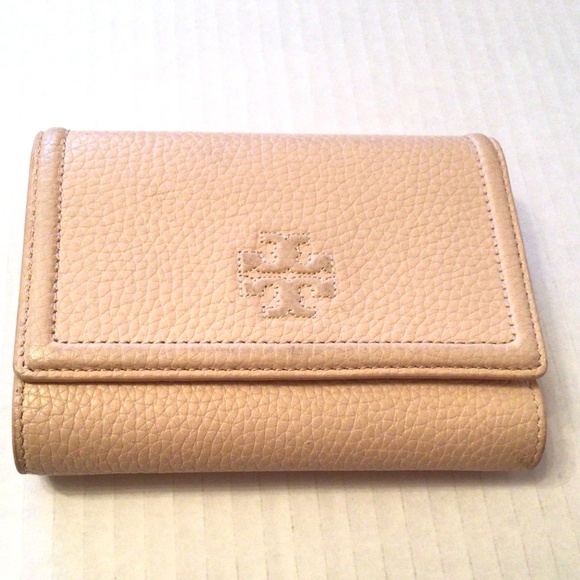 Tory Burch Handbags - Tory Burch Light Pink / Cream Medium Flap Leather Wallet